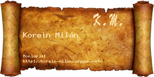 Korein Milán névjegykártya